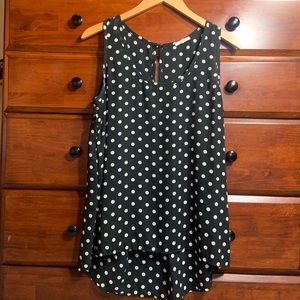 Pleione- black and white polka dot tank - medium